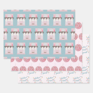 Fun Disco Lights Pink Christmas Wrapping Paper Sheet
