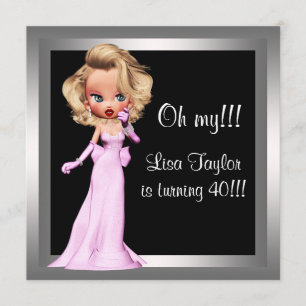 Fun Diva Womans Birthday Party Invitation