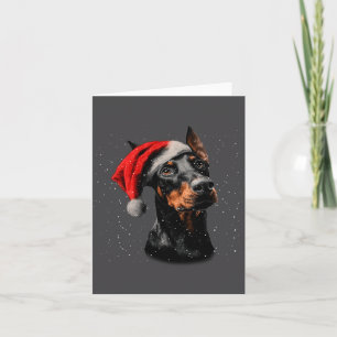 Fun Doberman Dog Christmas Lights Santa Hat Long S Card