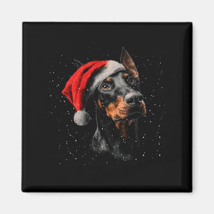 Fun Doberman Dog Christmas Lights Santa Hat Long S Magnet