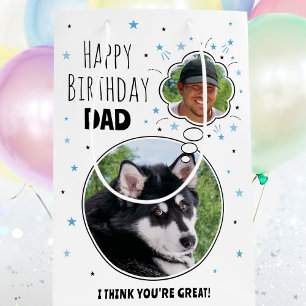 Fun Dog Dad Birthday Thought Bubble Photo White Medium Gift Bag