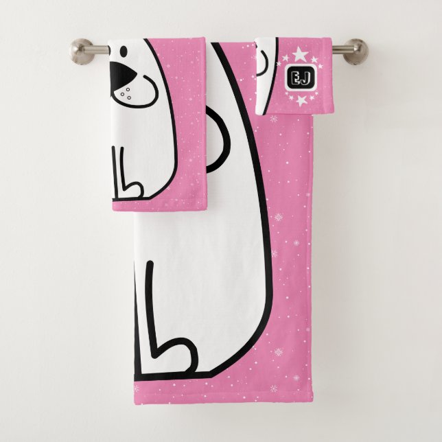 Fun Dog Personalised Monogram Design Bath Towel Set (Insitu)