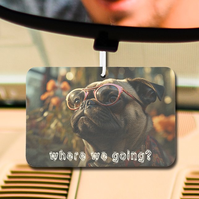 Fun Dog Photo Car Air Freshener ("Where we going?" cute dog photo car air freshener - you can change to a photo of your dog!)