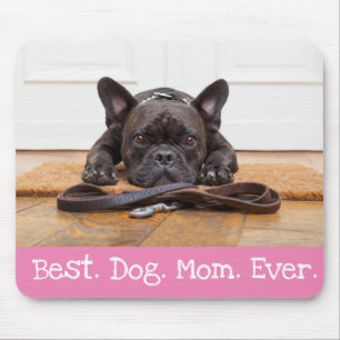 Fun Dog Photo Personalized Best Dog Mom Ever Pink Mouse Pad
