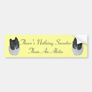 fun dog slogan picture of black and white akita bumper sticker