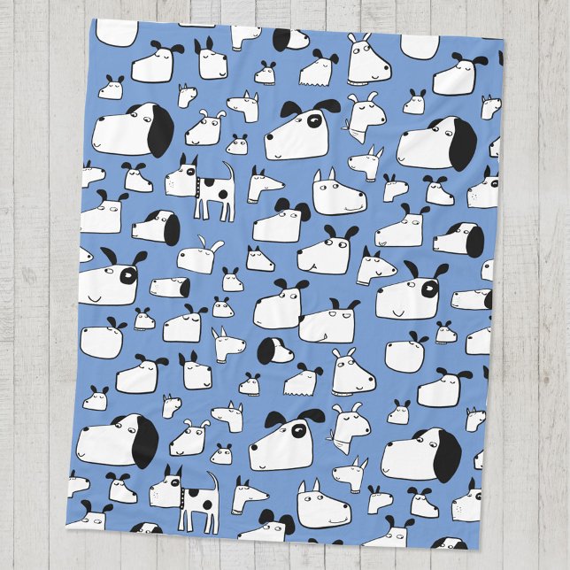 Fun Dogs Blue Fleece Blanket (Fun dog cartoon blue fleece blanket)