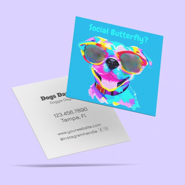 Fun Dogs Day Out Custom Doggie Daycare Square Business Card (Creator Uploaded)