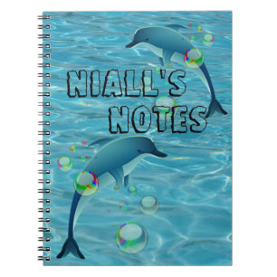 Fun Dolphin and Bubbles Personalised  Notebook