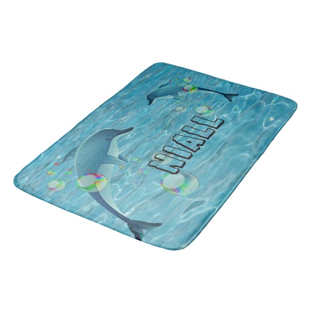 Fun Dolphins and Bubbles  Bath Mat (Angled)