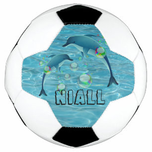 Fun Dolphins and Bubbles Personalised    Soccer Ball