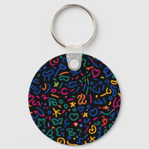 Fun doodle colourful vibrant shapes key ring
