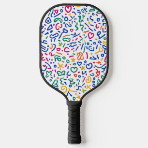 Fun doodle colourful vibrant shapes pickleball paddle