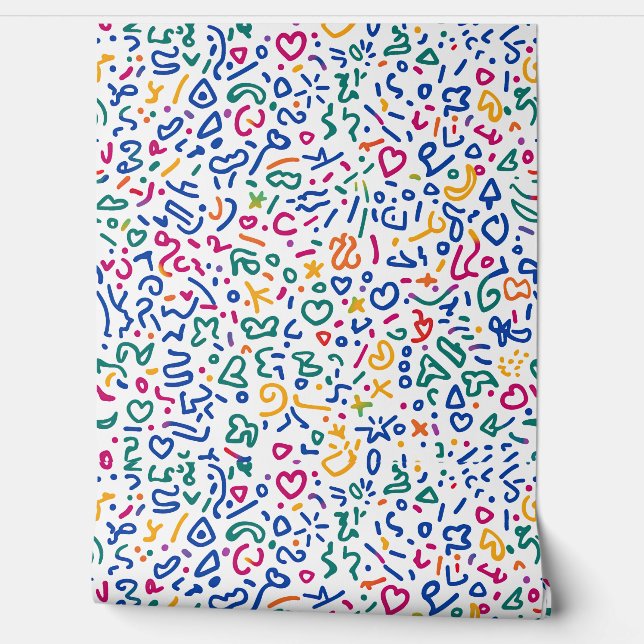 Fun doodle colourful vibrant shapes  wallpaper (Unrolling)