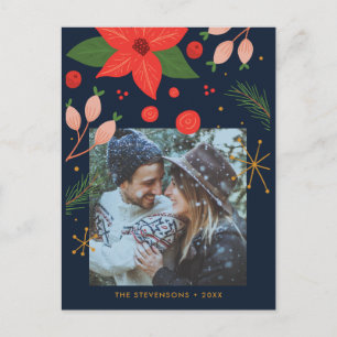 Fun Doodle Floral Photo Holiday Card