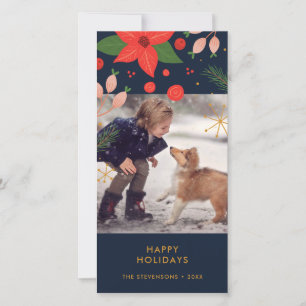 Fun Doodle Floral Photo Holiday Card