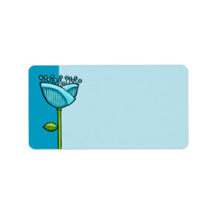 Fun Doodle Flowers blue pink Label