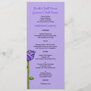 Fun Doodle Flowers purple orange Wedding Menu