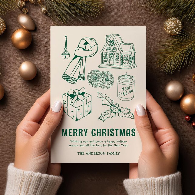 Fun Doodle Non-Photo Christmas Holiday Card (Creator Uploaded)