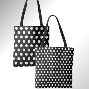 Fun Double Dots Black with White Polka Dot Tote