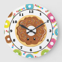 Fun doughnut shop pattern wall clock