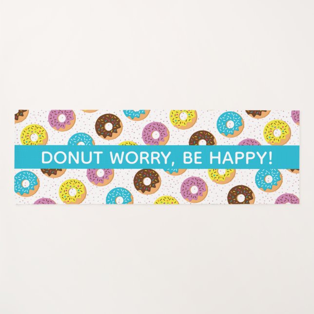 Fun doughnut worry be happy with colourful doughnu yoga mat (Front (Horizontal))
