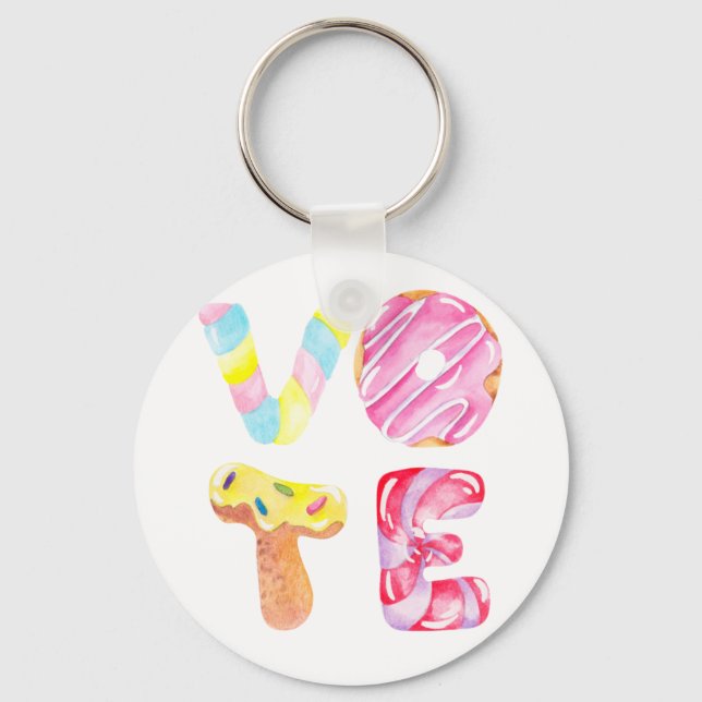 Fun Doughnuts and Candy  Go Vote Key Ring (Front)