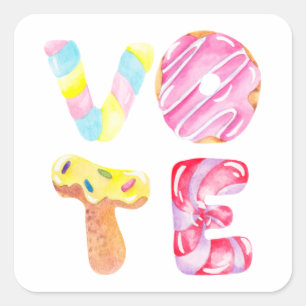 Fun Doughnuts and Candy Go Vote Square Sticker