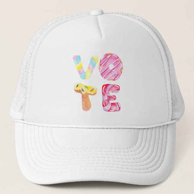 Fun Doughnuts and Candy Go Vote Trucker Hat (Front)