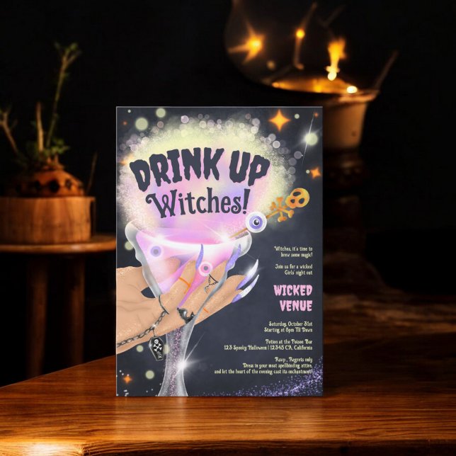 Fun Drink up witches Halloween Girls night out Invitation (Fun Drink up witches Halloween Girls night out Invitation)