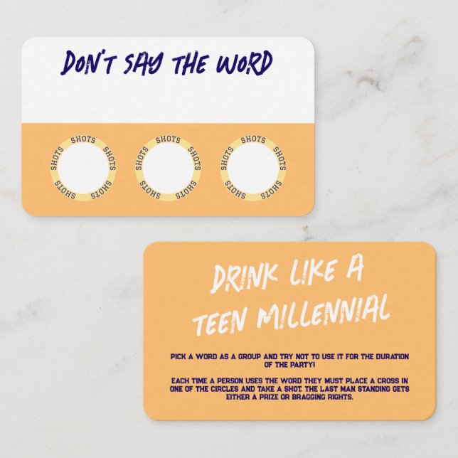 Fun Drinking Games For Parties Business Card (Front/Back)
