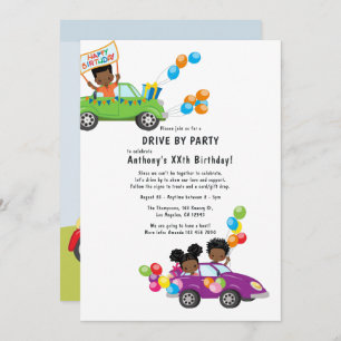 Fun Drive By Birthday Boy Party Invitation