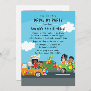Fun Drive By Birthday Parade Party Photo Invitation