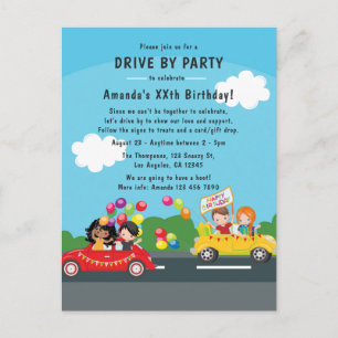 Fun Drive By Birthday Parade Party Postcard