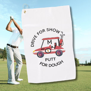 Fun Drive For Show Red Cart Monogram Golf Towel