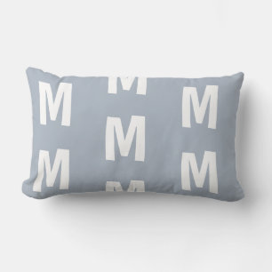 Fun Dusty Blue Monogram  Lumbar Cushion
