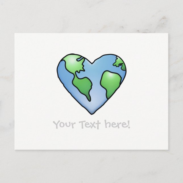 Fun Earth Heart Shaded Cartoon Style Icon Postcard (Front)