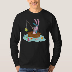 Fun Easter Bunny Fishing Egg Hunting Boys Mens Dad T-Shirt