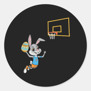 Fun Easter Egg Bunny Dunk Basketball Game Easter K Classic Round Sticker