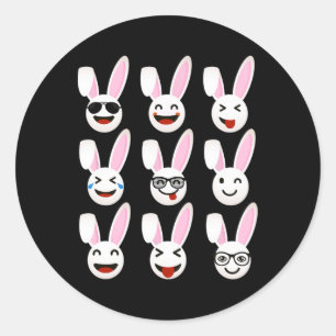 Fun Easter Rabbits Family Easter Day Group Men Wom Classic Round Sticker