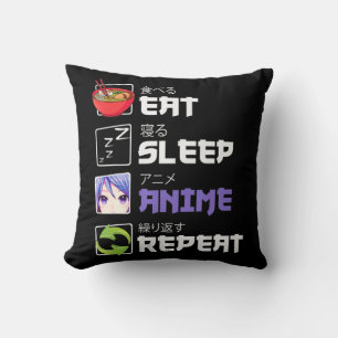 Fun Eat Sleep Anime Repeat Anime Japan Manga Gift Cushion