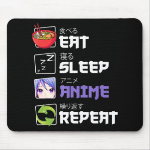 Fun Eat Sleep Anime Repeat Anime Japan Manga Gift Mouse Pad