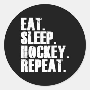 Fun Eat Sleep Hockey Repeat Gift Men Classic Round Sticker