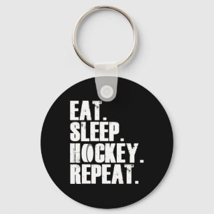 Fun Eat Sleep Hockey Repeat Gift Men Key Ring