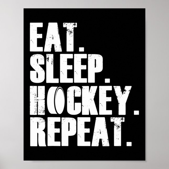 Fun Eat Sleep Hockey Repeat Gift  Men Poster (Front)