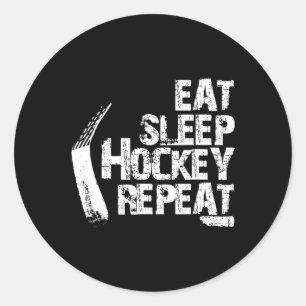 Fun Eat Sleep Ice Hockey Repeat Vintage Gift Classic Round Sticker
