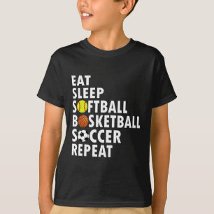 Fun Eat Sleep Softball Basketball Soccer Men Boys  T-Shirt