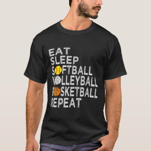 Fun Eat Sleep Softball Volleyball Basketball Boys T-Shirt