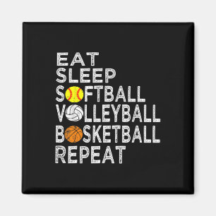 Fun Eat Sleep Softbyll Volleybyll Bysketbyll Boys Magnet