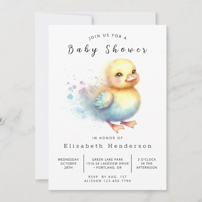 Fun Editable Duck Baby Shower  Invitation (Front)