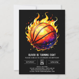 Fun Editable Elegant Basketball Birthday Invitation